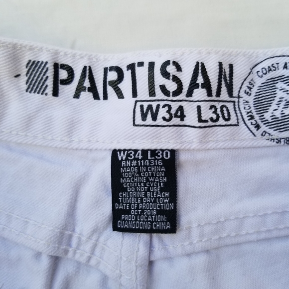 Men's White Jeans from Partisan Jeans Size 34W 30L - Picture 3 of 14